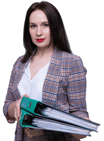Professional businesswoman holding organized binders and financial documents, representing strategic planning and expert transaction services through M&A Advisory Georgia.
