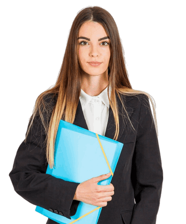 Professional businesswoman in a suit holding a blue folder, representing trusted financial expertise and strategic transaction support through M&A Advisory Pennsylvania services.